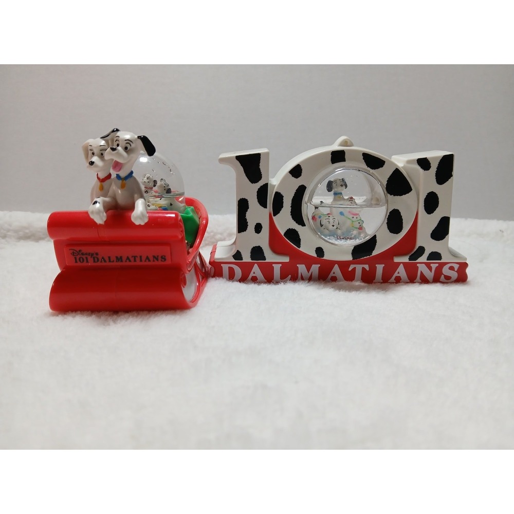 2 Mcdonald's 101 Dalmatian Christmas‎ Snow Globe Ornaments From The '90s
